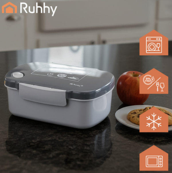 Szürke szivárgásmentes uzsonnásdoboz – 800 ml-es ételhordó doboz munkába, iskolába vagy útra (WNDR26169) - Image 4