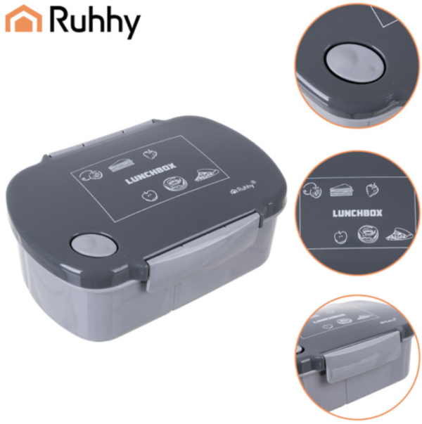 Szürke szivárgásmentes uzsonnásdoboz – 800 ml-es ételhordó doboz munkába, iskolába vagy útra (WNDR26169) - Image 8