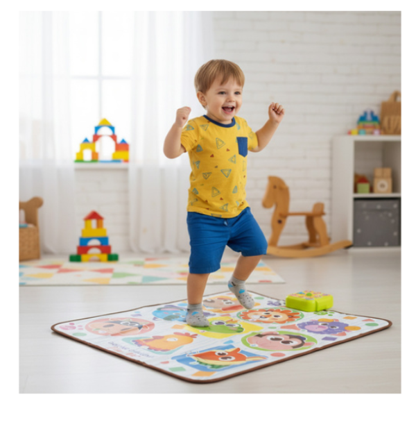 Interaktív zenélő táncszőnyeg gyerekeknek – színes állatos motívumokkal, fény- és hanghatásokkal, 82×65 cm (WNDR26547) - Image 7