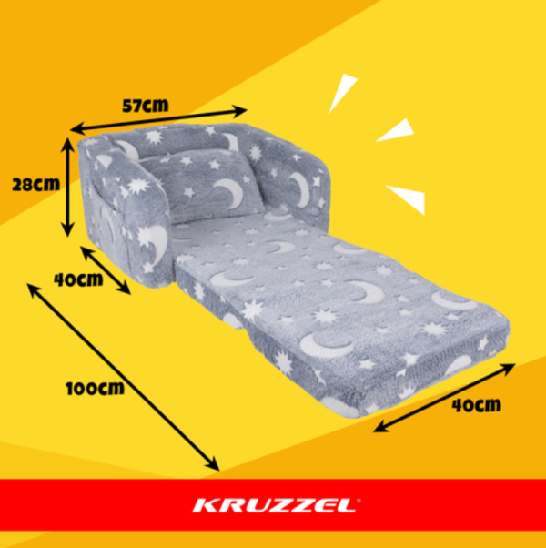 Kruzzel puha plüss gyerekfotel – 2 az 1-ben összecsukható mini fotel és nyugágy gyerekeknek (WNDR26381) - Image 6