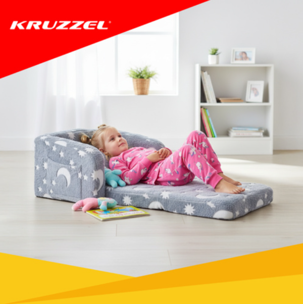 Kruzzel puha plüss gyerekfotel – 2 az 1-ben összecsukható mini fotel és nyugágy gyerekeknek (WNDR26381) - Image 7