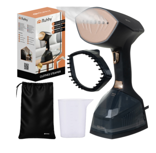 Ruhhy Velira 2000W ruhagőzölő – nagy teljesítményű, gyorsmelegítésű, 3 üzemmódos kézi gőzölő ruhákhoz és függönyökhöz (WNDR26901)