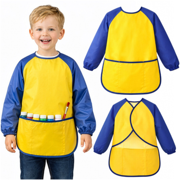 Kruzzel gyerek festőkötény tépőzárral – M méretű, vízlepergető köpeny kreatív rajzoláshoz és kézműveskedéshez (WNDR26179)