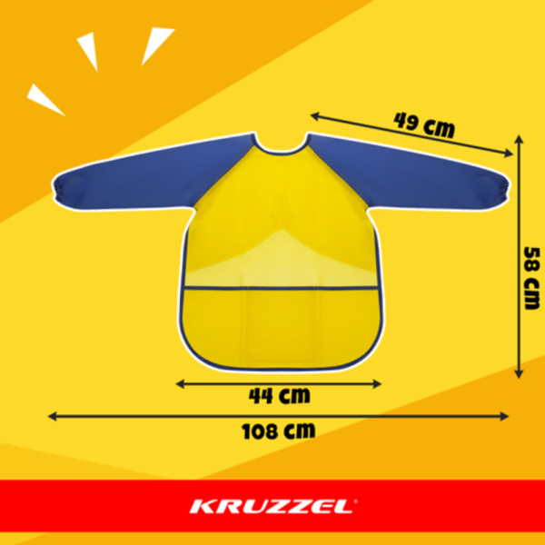 Kruzzel gyerek festőkötény tépőzárral – M méretű, vízlepergető köpeny kreatív rajzoláshoz és kézműveskedéshez (WNDR26179) - Image 3