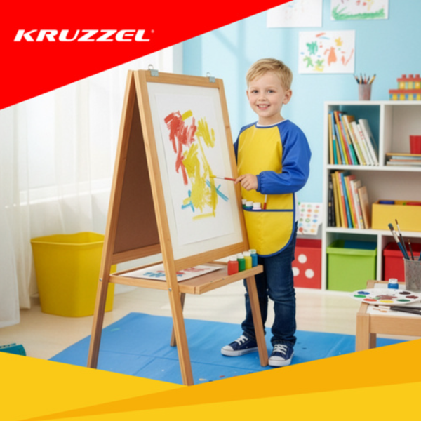 Kruzzel gyerek festőkötény tépőzárral – M méretű, vízlepergető köpeny kreatív rajzoláshoz és kézműveskedéshez (WNDR26179) - Image 2