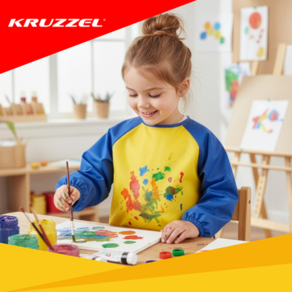 Kruzzel gyerek festőkötény tépőzárral – M méretű, vízlepergető köpeny kreatív rajzoláshoz és kézműveskedéshez (WNDR26179) - Image 5