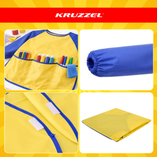Kruzzel gyerek festőkötény tépőzárral – M méretű, vízlepergető köpeny kreatív rajzoláshoz és kézműveskedéshez (WNDR26179) - Image 7