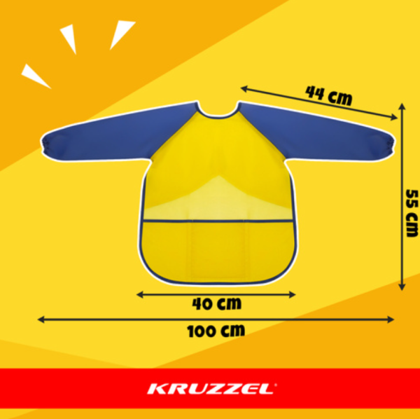 Kruzzel gyerek festőkötény tépőzárral – S méretű, vízlepergető köpeny kreatív rajzoláshoz és kézműveskedéshez (WNDR26178) - Image 3