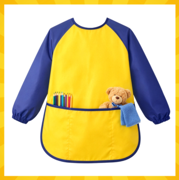 Kruzzel gyerek festőkötény tépőzárral – S méretű, vízlepergető köpeny kreatív rajzoláshoz és kézműveskedéshez (WNDR26178) - Image 5