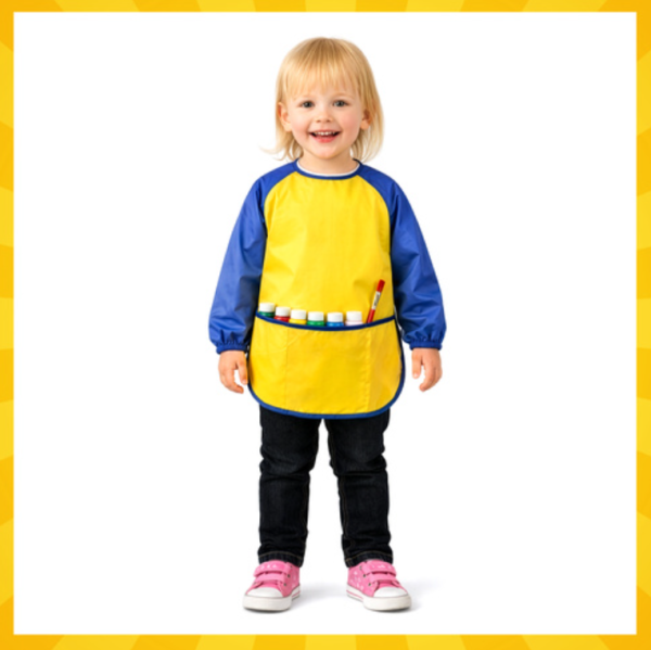 Kruzzel gyerek festőkötény tépőzárral – S méretű, vízlepergető köpeny kreatív rajzoláshoz és kézműveskedéshez (WNDR26178) - Image 11