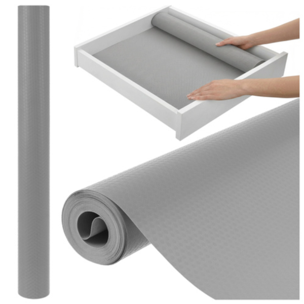 Ruhhy vágható csúszásgátló fiók- és polcbélés – 500×50 cm-es szekrényekhez, konyhába és fürdőbe – szürke (WNDR26866) - Image 12