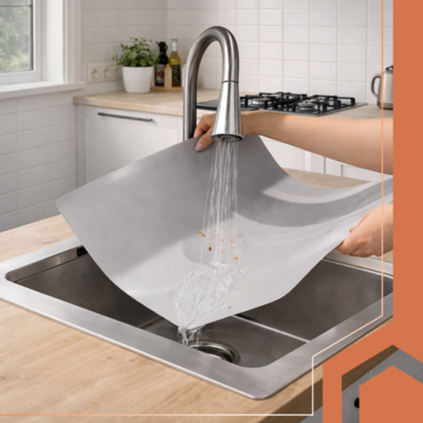 Ruhhy vágható csúszásgátló fiók- és polcbélés – 500×50 cm-es szekrényekhez, konyhába és fürdőbe – szürke (WNDR26866) - Image 5