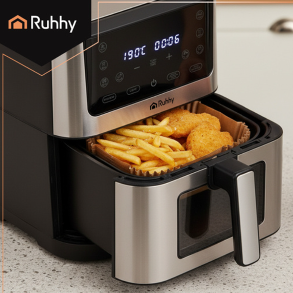 Ruhhy eldobható papírbetét légkeveréses sütőhöz – 100 darabos, 16×16 cm-es olaj- és szennyeződésálló fritőzbetét (WNDR26955) - Image 7