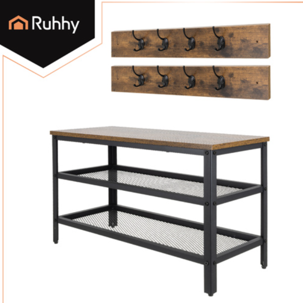 Ruhhy álló cipőtartó akasztóval – 73 cm magas, helytakarékos cipő- és ruharendező előszobába (WNDR27037) - Image 6