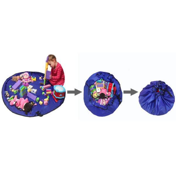 2 az 1-ben babajátszószőnyeg és játéktáska – nagy méret, 150 cm, kék, hordozható és könnyen tisztítható (WNDR05054) - Image 2