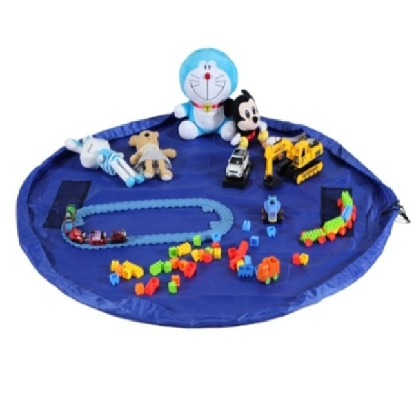 2 az 1-ben babajátszószőnyeg és játéktáska – nagy méret, 150 cm, kék, hordozható és könnyen tisztítható (WNDR05054) - Image 3