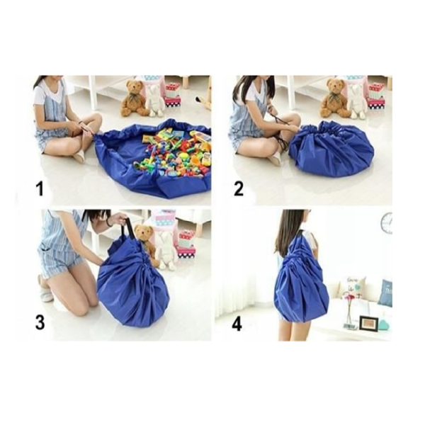 2 az 1-ben babajátszószőnyeg és játéktáska – nagy méret, 150 cm, kék, hordozható és könnyen tisztítható (WNDR05054) - Image 6