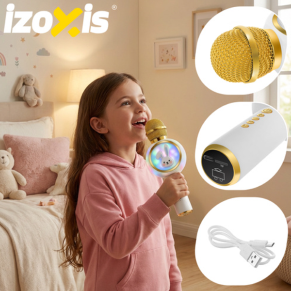 IZOXIS 27047 vezeték nélküli karaoke mikrofon – fehér, bluetooth, hangfelvétel és party eszköz (WNDR27047) - Image 7