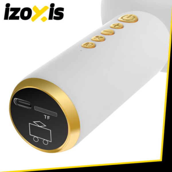 IZOXIS 27047 vezeték nélküli karaoke mikrofon – fehér, bluetooth, hangfelvétel és party eszköz (WNDR27047) - Image 9