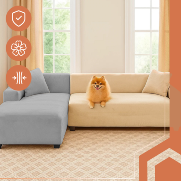 RUHHY Kanapé huzat – Rugalmas, Vízlepergető – 145–185 cm + Párnahuzat – Bézs (WNDR26031) - Image 2