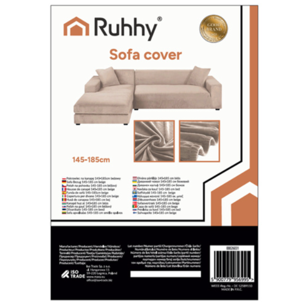 RUHHY Kanapé huzat – Rugalmas, Vízlepergető – 145–185 cm + Párnahuzat – Bézs (WNDR26031) - Image 3