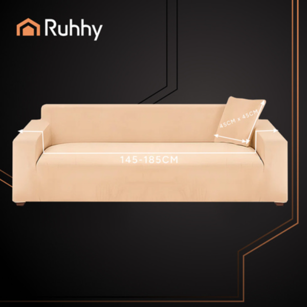 RUHHY Kanapé huzat – Rugalmas, Vízlepergető – 145–185 cm + Párnahuzat – Bézs (WNDR26031) - Image 4