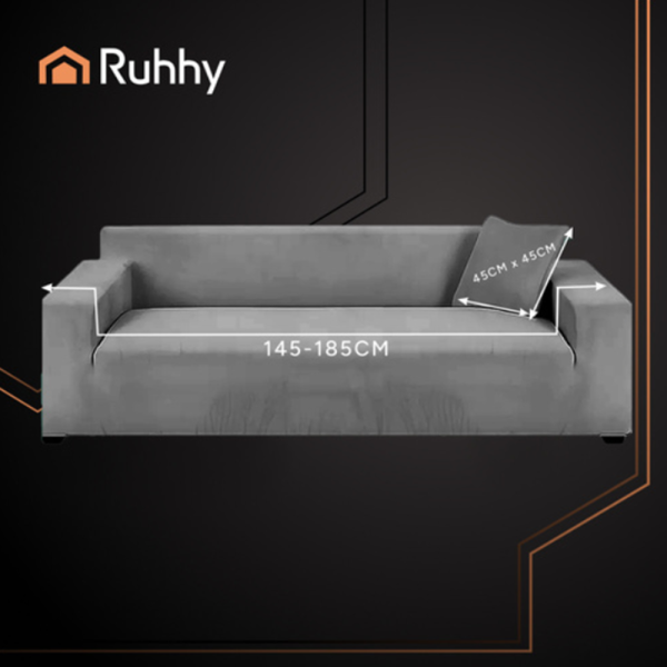 RUHHY sötétszürke rugalmas kanapéhuzat 145–185 cm – vízlepergető, mosható velúr kanapévédő (WNDR26037) - Image 6