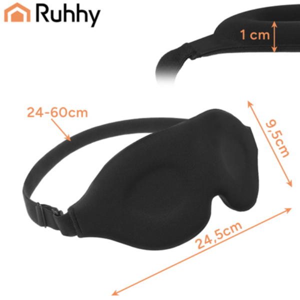 Ruhhy 3D alvómaszk memóriahabbal – állítható pánt, teljes fényzárás (WNDR27198) - Image 3
