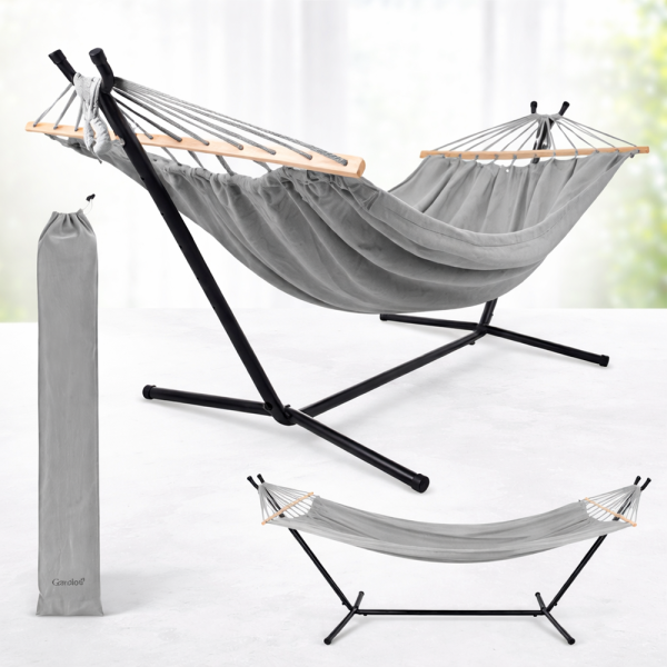 Gardlov kerti függőágy állvánnyal 200×150 cm – kényelmes kültéri függőágy kertbe és teraszra (WNDR27293) - Image 4