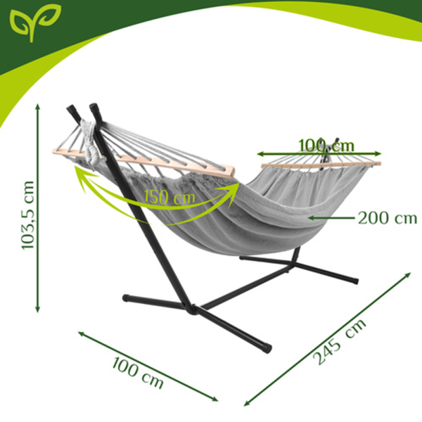 Gardlov kerti függőágy állvánnyal 200×150 cm – kényelmes kültéri függőágy kertbe és teraszra (WNDR27293) - Image 7